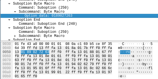 byte macro definition subnegotiation