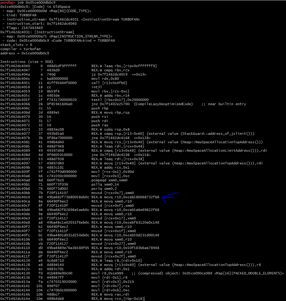 TurboFan generated asm